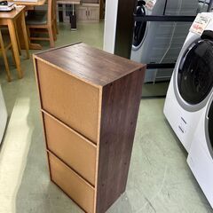 【リサイクルショップ ピカソ 小松原】📦✨美品‼️ダークブラウン✨木目調カラーボックス（3段）✨📦★4318★の画像