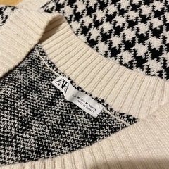 ZARA 千鳥柄 ニットベストの画像