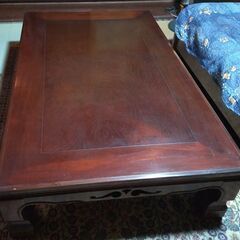 昭和レトロ 木製座卓 ダークブラウン  （150cm×90cm、高さ33cm）の画像