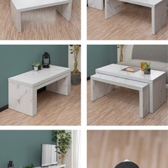 大理石風ローテーブル2点セットの画像