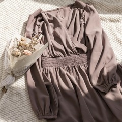 【大きいサイズ】②CLETTE カシュクールギャザーワンピース  ピンクの画像