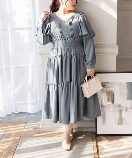 大きいサイズ】CLETTE ワンピース サックス (もちもちこあら) 中島の  