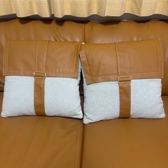 おしゃれ　3人掛けソファー　オレンジの画像