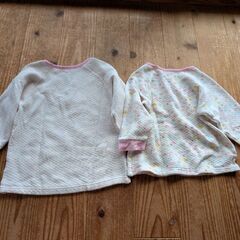 90サイズ　ウサギ柄のキルティング肌着　前開き　暖かく、着せやすいの画像