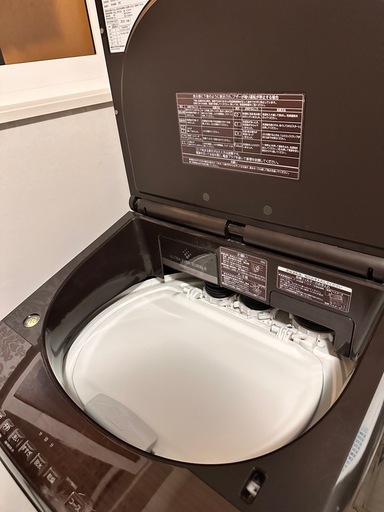 TOSHIBA 東芝 洗濯機 縦型　中古品 ブラウン オシャレ 乾燥機付　ウルトラファインバブル