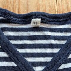 ボーダー柄 綿カーディガン 95cm　虫刺され防止用にの画像