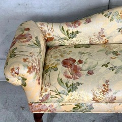 ✿英国クラシック調✿ 花柄カウチソファ｜猫脚 アーム付き｜アンティーク調 長椅子の画像