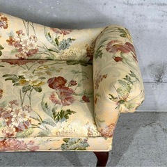 ✿英国クラシック調✿ 花柄カウチソファ｜猫脚 アーム付き｜アンティーク調 長椅子の画像