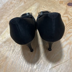 DIANA ダイアナ バックルパンプス オープントゥ 22.5cm ブラック　黒の画像