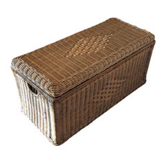 ラタン 籐　蓋付き　大型収納ボックス　ベンチんの画像