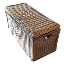 ラタン 籐　蓋付き　大型収納ボックス　ベンチんの画像