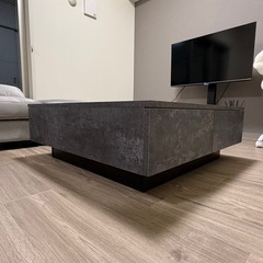 新品同等　ローテーブル 引出し付き　グレーの画像