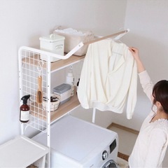 アイリスオーヤマ  ランドリーラック(ホワイト×ナチュラル)の画像