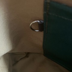 ハンドメイド】帆布トートバッグ キャメル×ボトルグリーン 1231新品未使用の画像