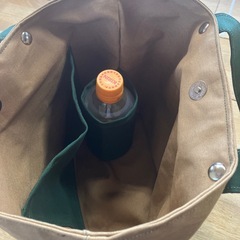 ハンドメイド】帆布トートバッグ キャメル×ボトルグリーン 1231新品未使用の画像