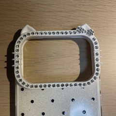 新品 iPhone17pro 用 ケース きらきら 水玉模様 猫耳デザインの画像