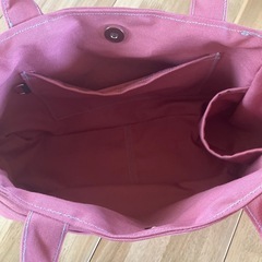 【ハンドメイド】丸底帆布トートバッグ オールドローズ1231 ペットボトルホルダー付 新品未使用の画像