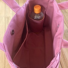 【ハンドメイド】丸底帆布トートバッグ オールドローズ1231 ペットボトルホルダー付 新品未使用の画像