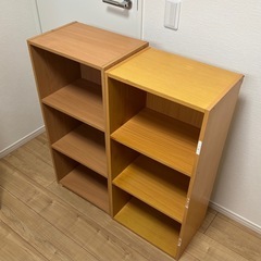 カラーボックス　2個セット　3段　収納　本棚　食器棚　棚　木目の画像