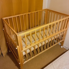  yamatoya[レギュラーサイズ]トールプラスＷオープンベビーベッド ナチュラルの画像