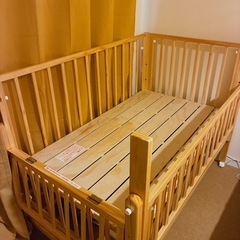  yamatoya[レギュラーサイズ]トールプラスＷオープンベビーベッド ナチュラルの画像