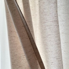 無印良品 114x200 ポリエステル綿混ネップ ノンプリーツカーテン ベージュ 2枚セットの画像