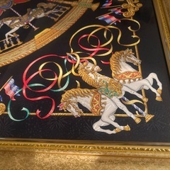 HERMES カレ90ルナパーク黒　額装がくそうの画像