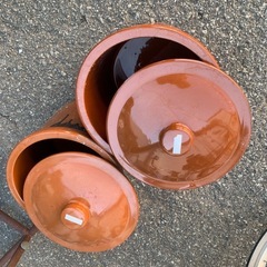 蓋付きカメ　2個の画像