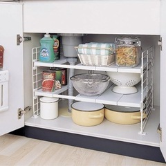 シンク下伸縮棚 2段 ホワイトの画像