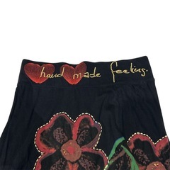 デシグアル フレアスカート ひざ丈 花柄 【S】ウエストゴム 裾レースの画像