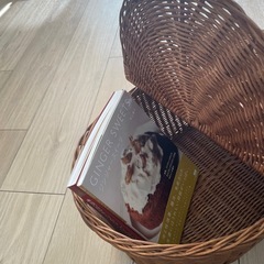 【美品】天然ラタン ピクニックバスケット（大容量・横45cm）アンティーク調の画像