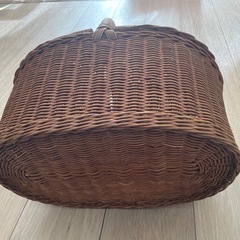 【美品】天然ラタン ピクニックバスケット（大容量・横45cm）アンティーク調の画像