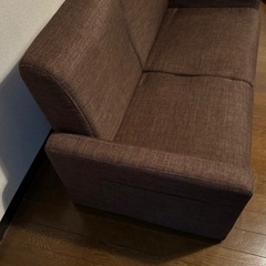 ソファ　ソファー　ブラウン　2人掛け　シンプルの画像
