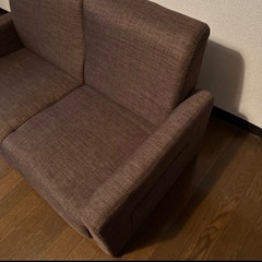 ソファ　ソファー　ブラウン　2人掛け　シンプルの画像
