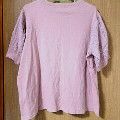 ★五分袖ブラウス　レース袖　ピンクの画像