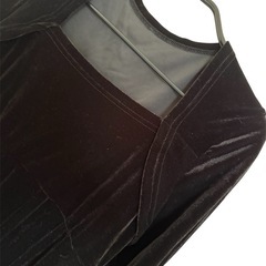 SHEIN 黒 ベルベット 長袖 ワンピース Sの画像