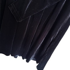 SHEIN 黒 ベルベット 長袖 ワンピース Sの画像
