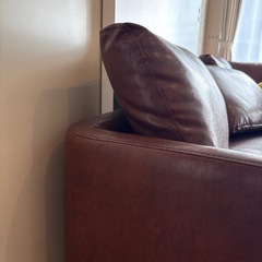 合皮カウチソファ　オットマン付きの画像