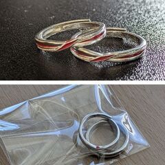 ステンレス製/赤い糸ペアリング（新品）調整可能の画像