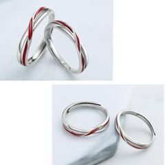 ステンレス製/赤い糸ペアリング（新品）調整可能の画像