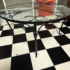 天板ガラスの　猫脚　テーブル　オシャレの画像