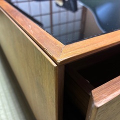 ACTUS アクタス　FINO ガラス　テーブル　ウォールナット　引き出しの画像