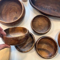 木　　木目調の食器類の画像