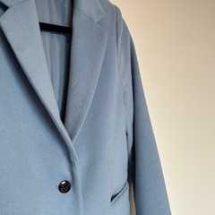水色 ボタン付き ロングコート　チェスターコートの画像