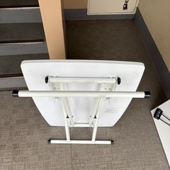 高さ調節テーブル 折りたたみ式 白の画像