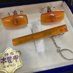 【全7品】特産本鼈甲 タイピン カフスセット+タイピンカフスセットの画像