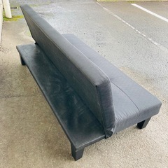 ソファベッド　ファブリックソファ　3人掛けソファ　黒の画像