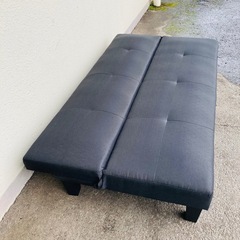 ソファベッド　ファブリックソファ　3人掛けソファ　黒の画像