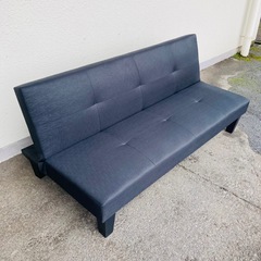 ソファベッド　ファブリックソファ　3人掛けソファ　黒の画像