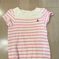 GAP ピンクと白のストライプ 半袖ロンパース 6-9ヶ月の画像